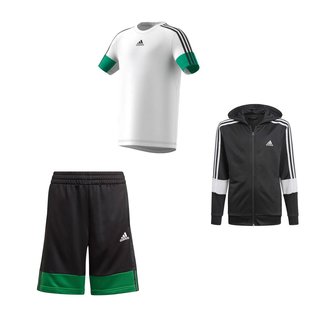 Bekleidungs-Set Adidas B A.R. 3S WHITE/BLACK/CORGRN